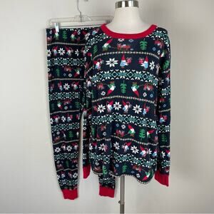 Hanna Andersson Navy Red Santa Gnome Pajama Set X- Large